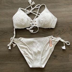 White Bikini with Gold Accents